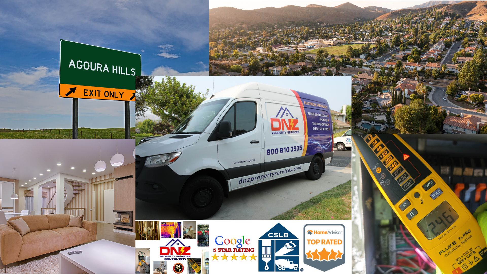 for DNZ Property Services the electrical specialists in Agoura Hills with more than 25 years of experience and exceptional customer service.