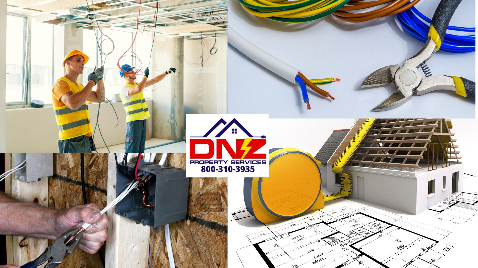 New Electrical Wiring Installation by DNZ property Services for new construction and remodeling