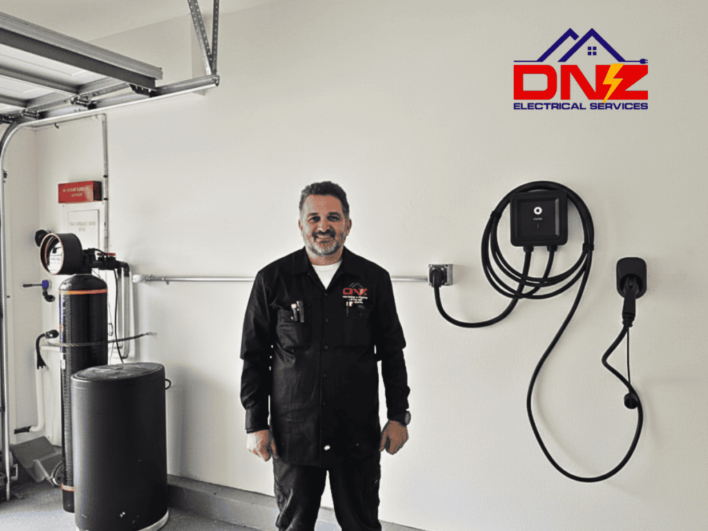 DNZ Electrical Services electrician installing a home EV charger in Agoura Hills California