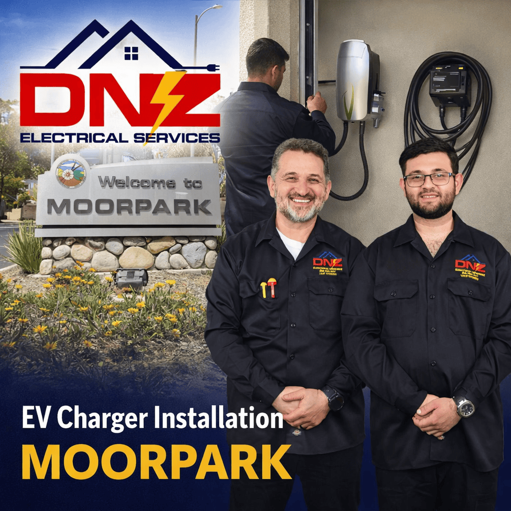 EV Charger Installation in Moorpark CA | DNZ Electrical Services DNZ Electrical Services EV charger installation in Moorpark CA with licensed electricians and home charging equipment