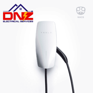 DNZ Electrical Services electrician installing a Tesla Wall Connector EV charger in a residential garage in Agoura Hills California