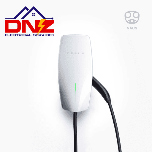 Tesla Wall Charger Installation by DNZ Electrical Services Electrician DNZ Electrical Services electrician installing a Tesla Wall Connector EV charger in a residential garage in Agoura Hills California